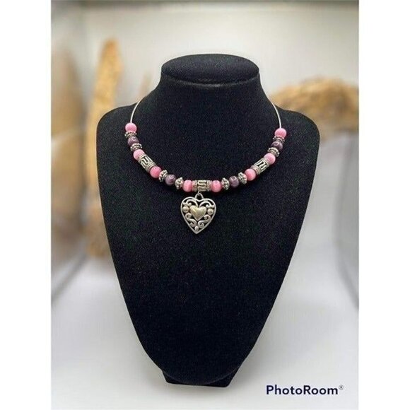 Beaded Heart Charm Choker - Picture 1 of 6